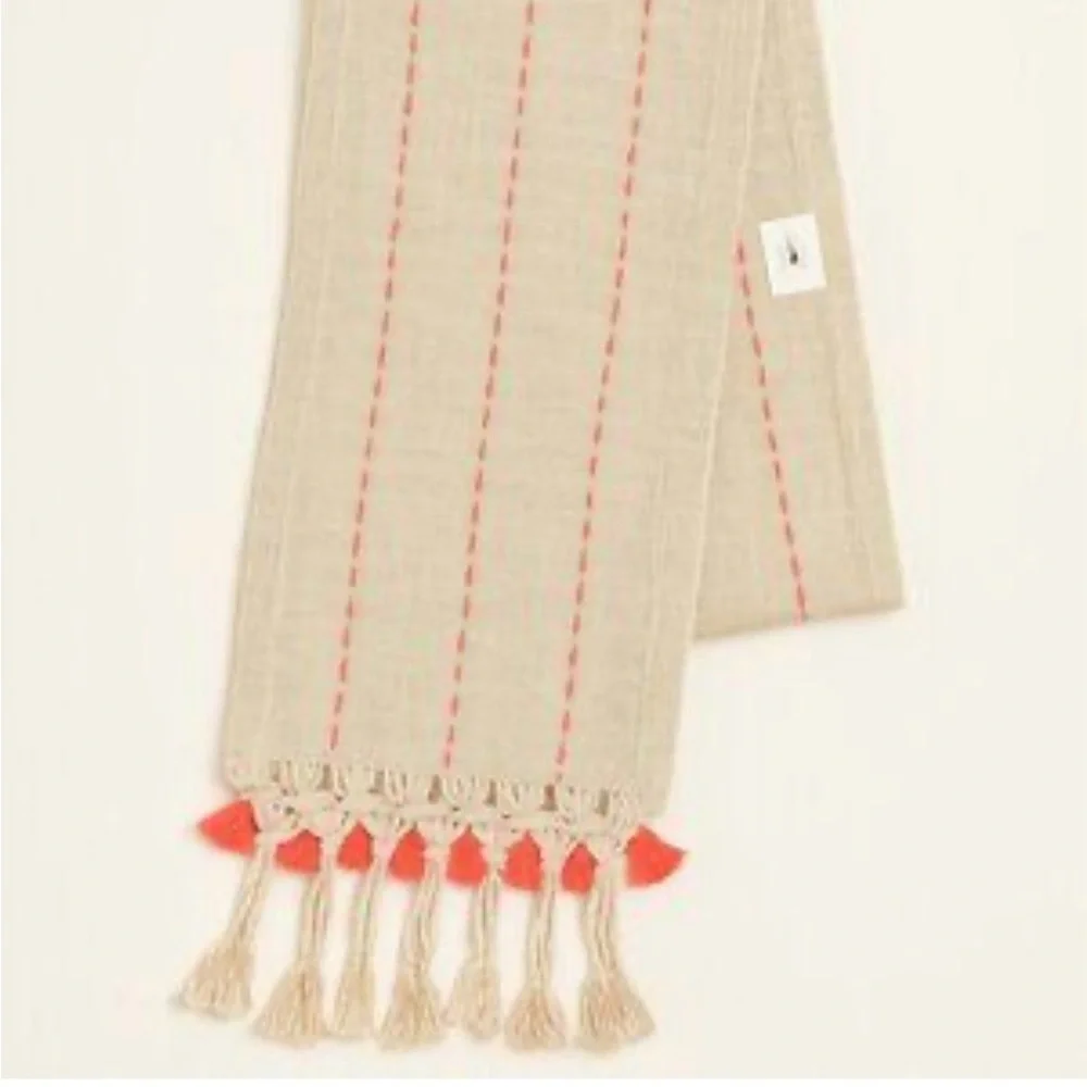 NWT Anthropologie Boho Textured Tassel Table Runner